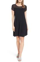 Women's Vince Camuto Sheer Yoke Shift Dress - Black