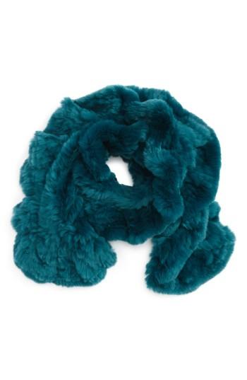 Women's Toria Rose Genuine Rabbit Fur Scarf, Size - Blue/green