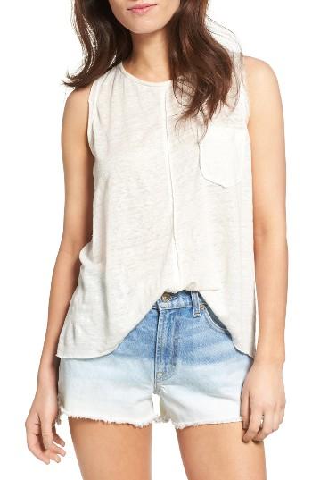 Women's 7 For All Mankind Split Back Linen Tank - White