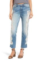 Women's Band Of Gypsies Quinn Ripped Ankle Jeans - Blue