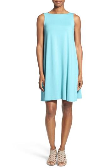 Women's Eileen Fisher Lightweight Jersey Shift Dress, Size - Blue/green