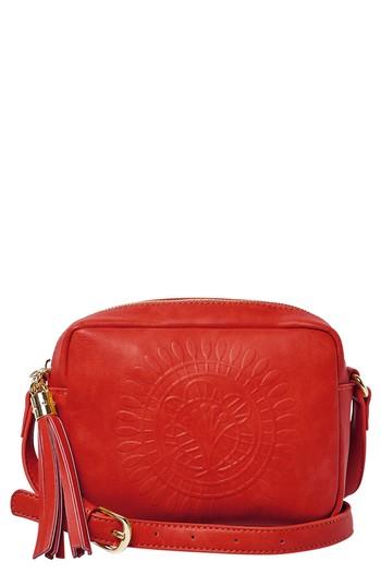 Urban Originals Wild Rose Embossed Vegan Leather Shoulder Bag - Red