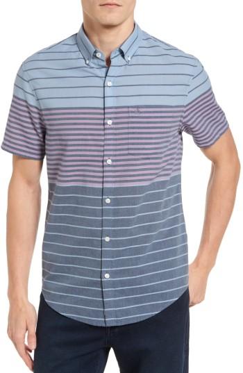 Men's Original Penguin Heritage Slim Fit Colorblock Stripe Shirt - Purple