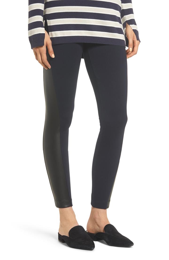 Women's Lysse Gemma Faux-leather Panel Ankle Leggings - Blue