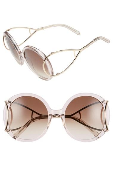 Women's Chloe 'jackson' 56mm Round Sunglasses - Crystal Turtledove