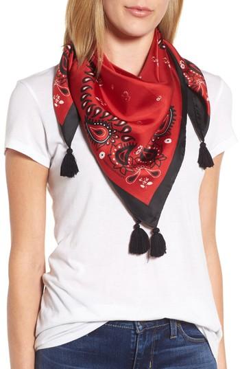 Women's Rebecca Minkoff Tossed Florette Square Silk Scarf, Size - Red