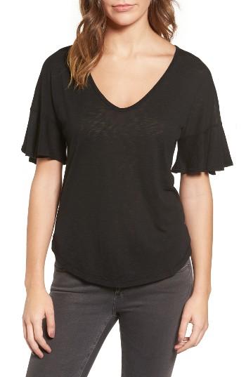 Women's Splendid Ruffle Sleeve Tee - Black