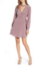 Women's Choker Neck Wrap Dress - Purple
