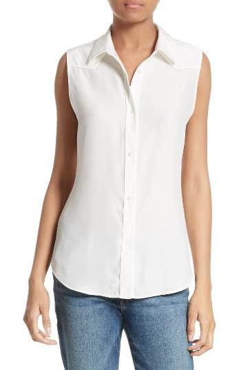 Women's Frame Silk Sleeveless Western Shirt - White