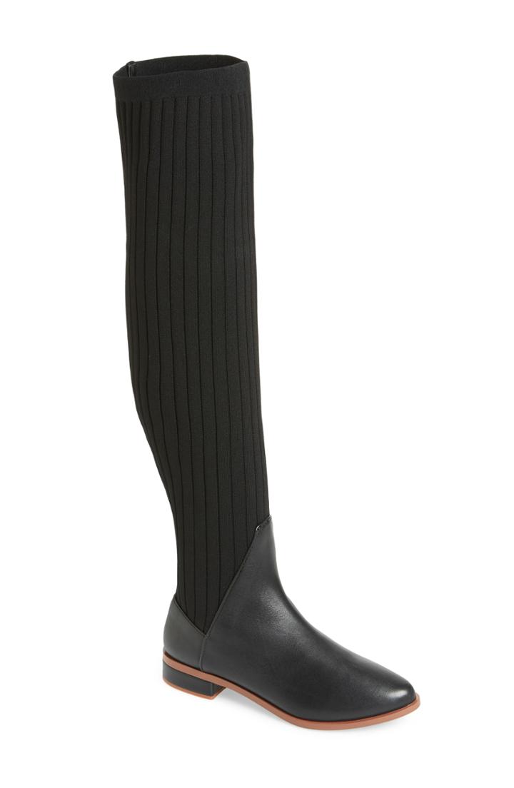 Women's Kelsi Dagger Brooklyn Alva Over The Knee Sock Knit Boot M - Black