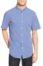 Men's Nordstrom Men's Shop Regular Fit Seersucker Check Sport Shirt - Blue