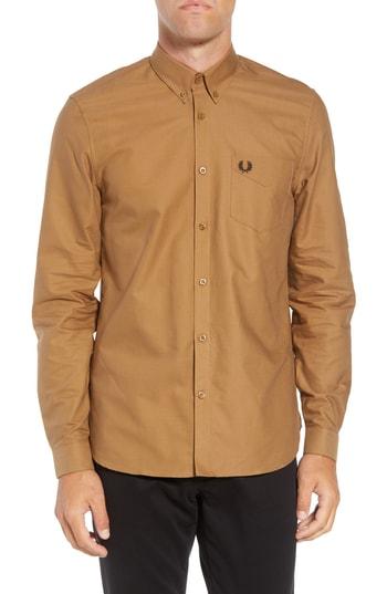 Men's Fred Perry Solid Sport Shirt - Brown