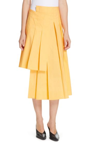 Women's Ji Oh Unbalanced Pleated Skirt - Yellow