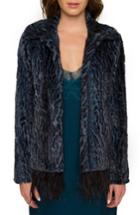 Women's Willow & Clay Animal Print Faux Fur Jacket - Blue