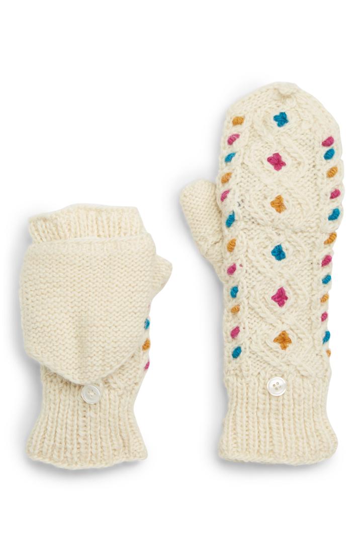 Women's Nirvanna Designs Lucy In The Sky Flip Top Mittens, Size - White
