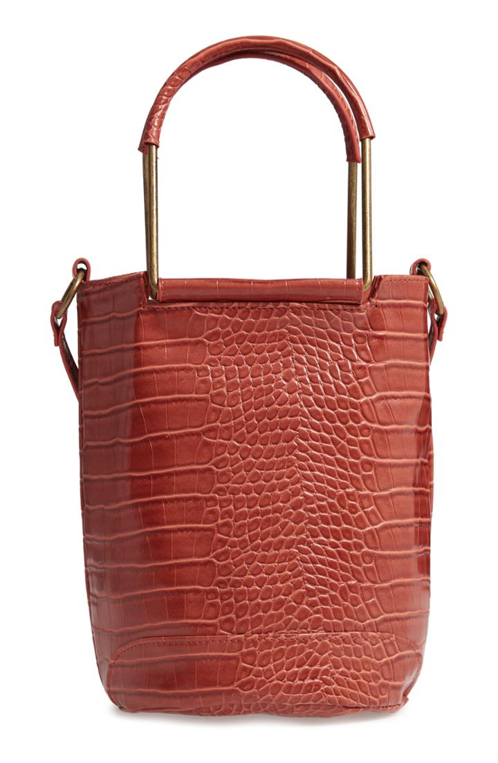 T-shirt & Jeans Croc Embossed Faux Leather Tote - Orange