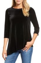 Women's Halogen Asymmetrical Velvet Tunic - Black