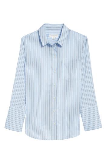 Women's Treasure & Bond Stripe Button Front Shirt - Blue
