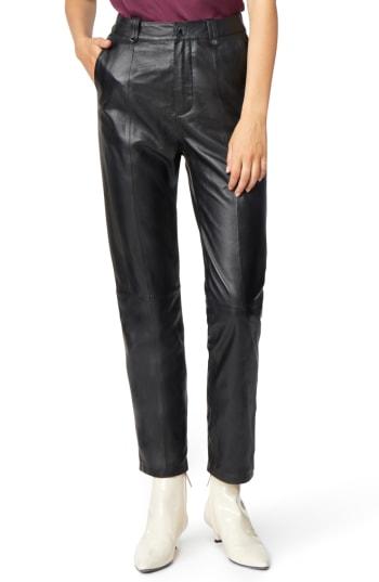 Women's Habitual High Rise Leather Pants - Black