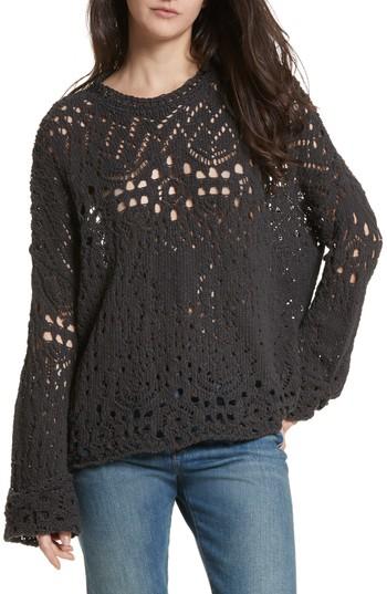 Women's Free People Traveling Lace Sweater - Black