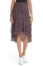 Women's Joie Brigida Tiered Print Silk Skirt - Blue