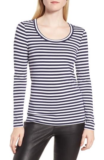 Women's Nordstrom Signature Stripe Long Sleeve Tee - Blue