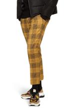 Men's Topman Plaid Relaxed Crop Trousers X 32 - Yellow