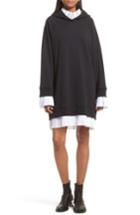 Women's Mm6 Maison Margiela Hooded Sweatshirt Dress With Pleated Trim