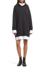 Women's Mm6 Maison Margiela Hooded Sweatshirt Dress With Pleated Trim