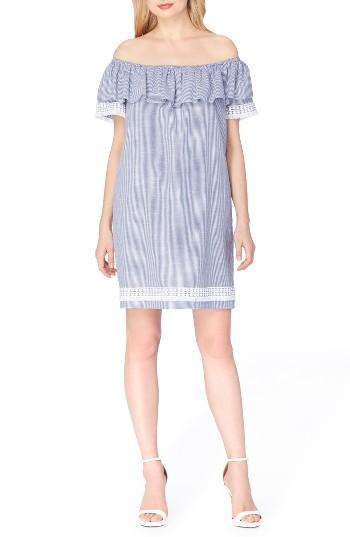 Women's Tahari Ruffle Shift Dress - Blue