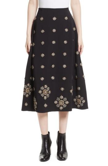 Women's Elizabeth And James Lottie Embellished Midi Skirt - Black