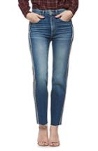 Women's Paige Hoxton Side Stripe High Waist Straight Leg Ankle Jeans - Blue
