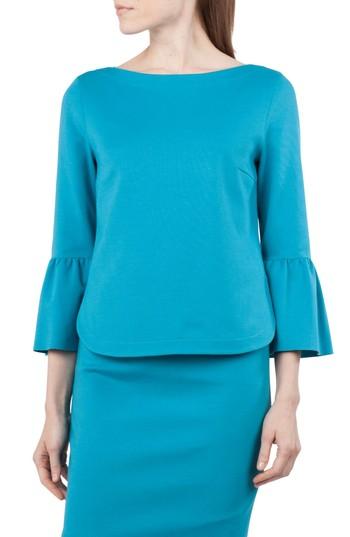 Women's Akris Punto Ruffle Sleeve Top - Blue