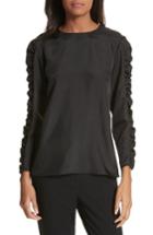 Women's Tibi Mendini Twill Shirred Sleeve Blouse - Black