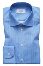 Men's Eton Slim Fit Micro Tiger Print Dress Shirt .5 - Blue