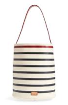Frances Valentine Medium Stripe Canvas Bucket Bag - White