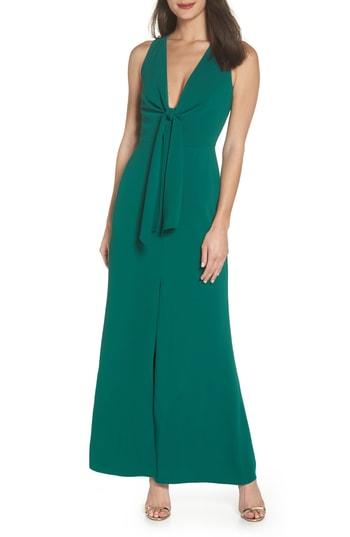 Women's Harlyn Plunge Neck Tie Front Maxi Dress - Green