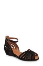 Women's Gentle Souls 'leah' Peep Toe Wedge Sandal M - Black