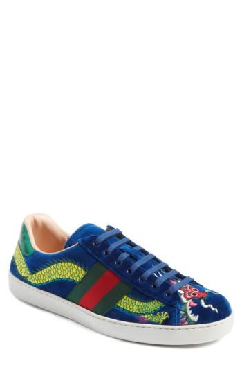 Men's Gucci New Ace Dragon Sneaker Us / 8uk - Blue