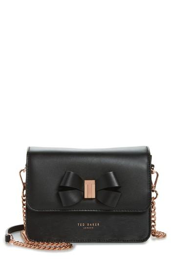 Ted Baker London Callih Bow Leather Crossbody Bag - Black