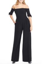 Women's Gal Meets Glam Collection Meredith Crepe Off The Shoulder Jumpsuit - Black