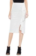 Women's Vince Camuto Front Ruffle Ponte Pencil Skirt - Ivory