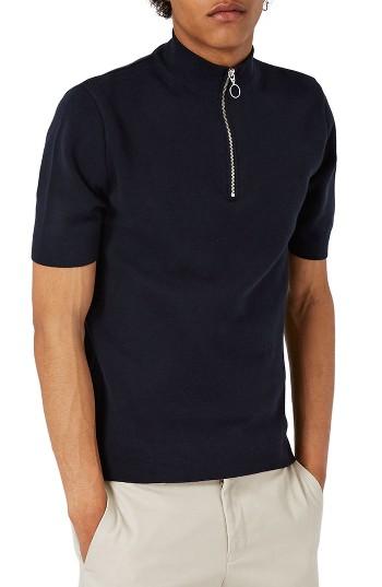Men's Topman Quarter Zip Mock Neck Sweater
