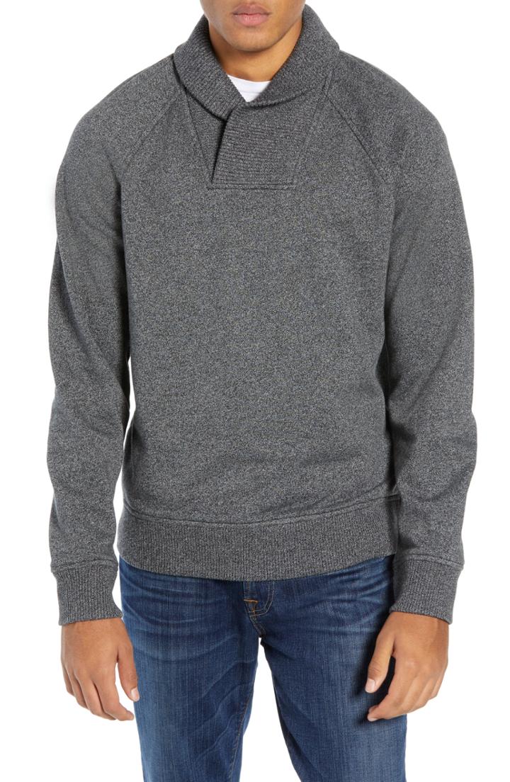 Men's Nordstrom Men's Shop Shawl Collar Fleece Sweatshirt, Size - Black