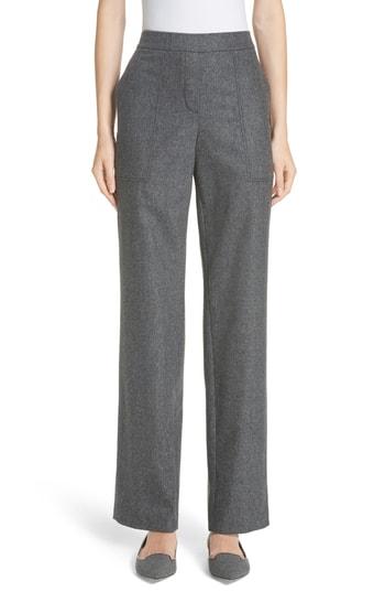 Women's Lafayette 148 New York Fulton Elastic Waist Stretch Wool & Cashmere Pants - Grey