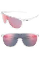 Women's Oakley Trillbe 140mm Shield Sunglasses - Matte Clear/ Torch Iridium