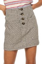 Women's Topshop Textured Checked Button Skirt Us (fits Like 0) - Yellow