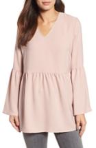 Petite Women's Halogen Tie Back Tunic Top, Size P - Pink