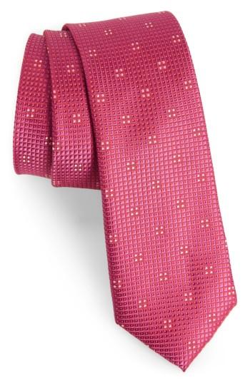 Men's Calibrate Classic Neat Silk Tie, Size - Pink
