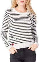 Women's Michael Stars Stripe Patch Crewneck Sweater - White